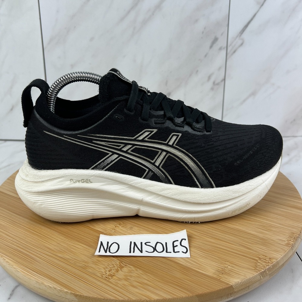 Asics Gel Nimbus 27 Womens Size 7.5 WIDE Black White Running Shoes 1012B752